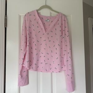 Sonoma Pink Floral Long Sleeve Pajama/Lounge Top